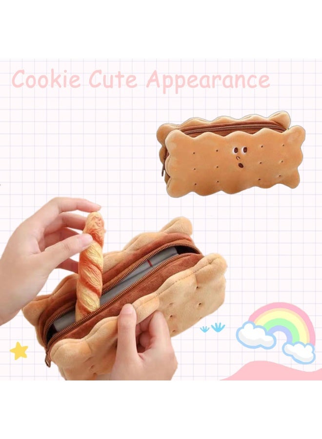 ChicAbode Cute Pencil Case for Kids, Cookies Pencil Bag, Large Capacity Pencil Pouch, Aesthetic Pencil Case Pouch, Preppy Pencil Case, for School Students, Stationery Storage Bag, Brown, Pencil Case - Image 4
